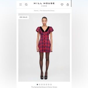 Hill House Home Samantha Mini Dress Cherry Tartan Button-Front NWT Size XL